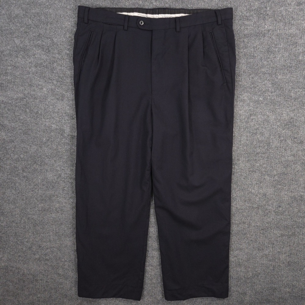 Ermenegildo Zegna Wool Pants Mens 36X25 Navy Fine Worsted Super 100's Pleated